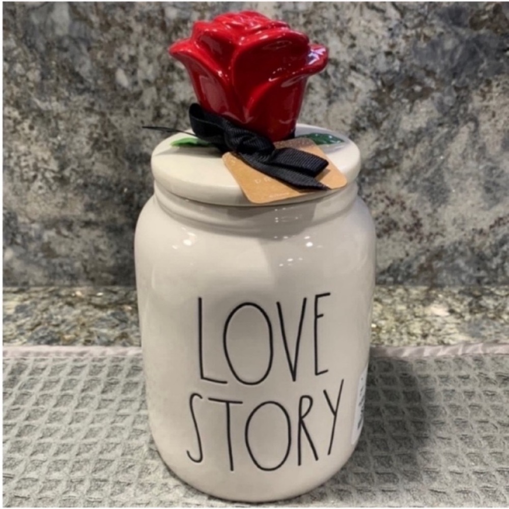 NWT Rae Dunn x Disney “Love Story” Canister with Rose Lid